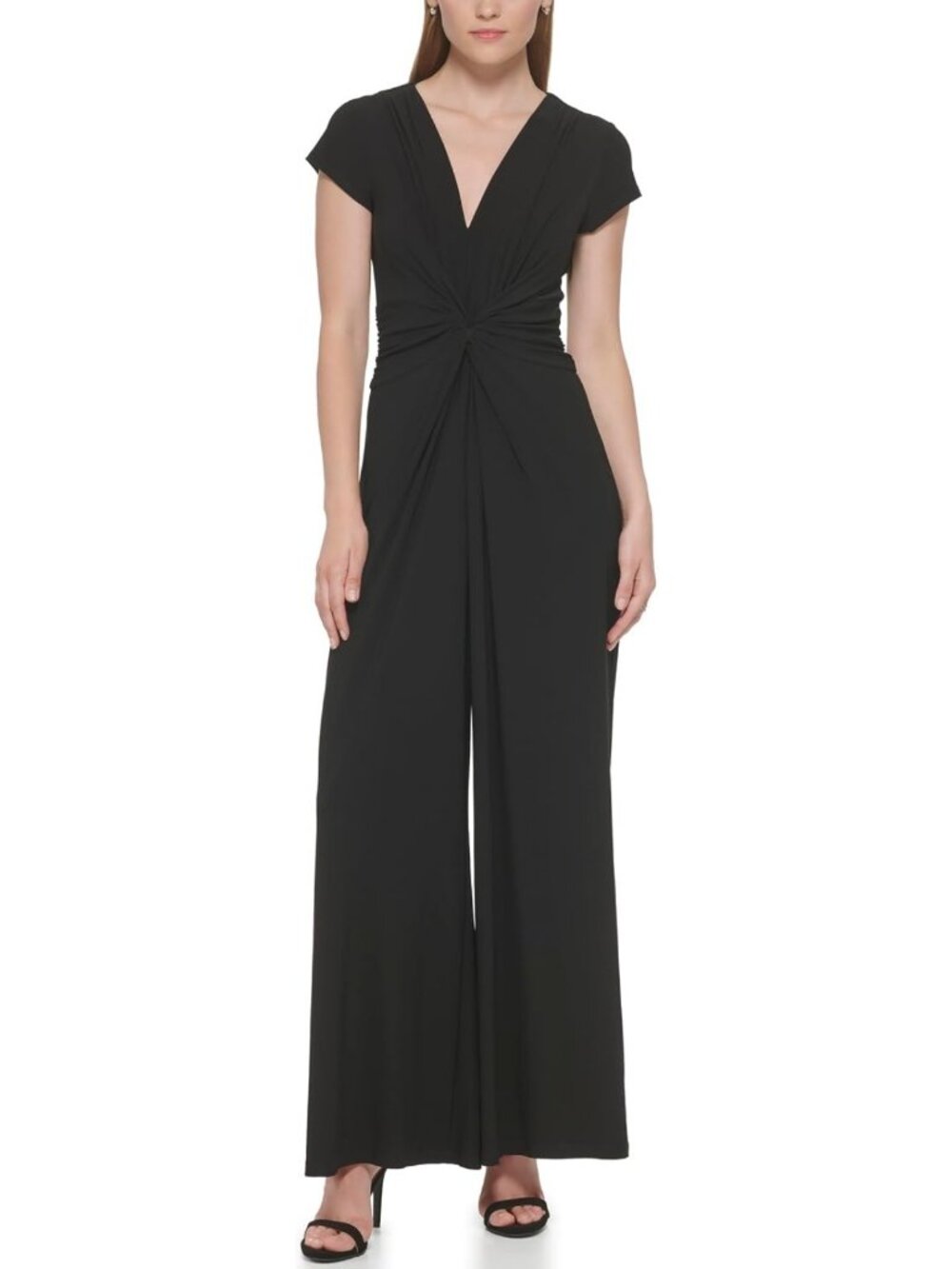Chic Women's V-Neck Twist Front Jumpsuit - Stylish, Versatile, Perfect for Any